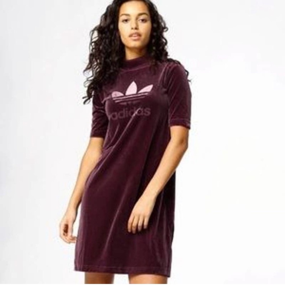 Adidas Velvet Vibes Maroon Mini Dress Small - Picture 10 of 10